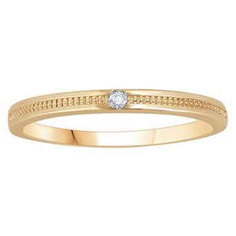 Diamond Medley 10k Gold Diamond Accent Single Stone Textured Stackable Ring