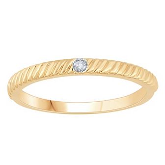 10k Gold Diamond Accent Textured Stackable Ring