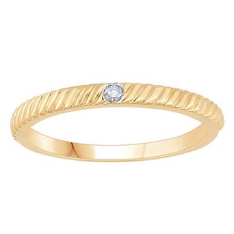 Diamond Medley 10k Gold Diamond Accent Textured Stackable Ring