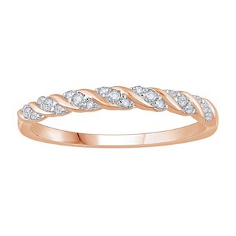 Diamond Medley 10k Rose Gold 1/8 Carat T.W. Diamond Stream Stackable Ring
