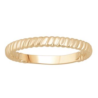 Diamond Medley 10k Gold Rope Textured Stackable Ring