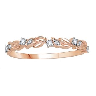 10k Rose Gold Diamond Accent Leafy Stackable Ring