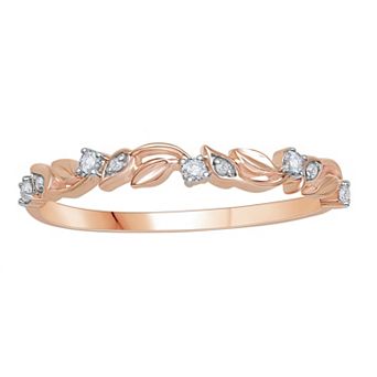 Diamond Medley 10k Rose Gold Diamond Accent Leafy Stackable Ring