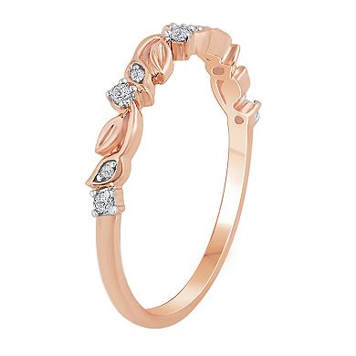 10k Rose Gold Diamond Accent Leafy Stackable Ring
