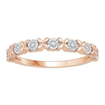 10k Rose Gold Diamond Accent "XO" Stackable Ring