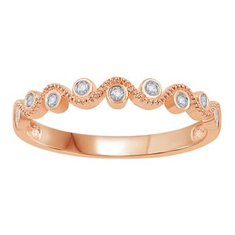 Diamond Medley 10k Rose Gold Diamond Accent Wave Loop Stackable Ring