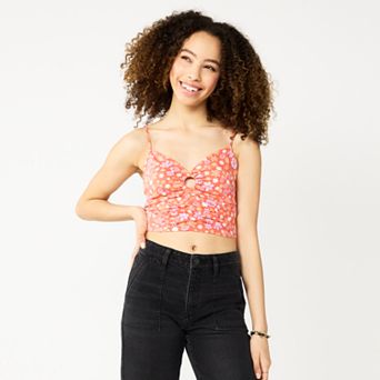 Juniors' SO® Cropped Keyhole Tank Top