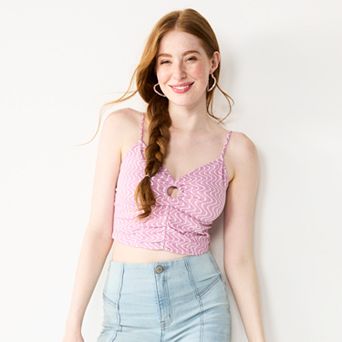 Juniors' SO® Cropped Keyhole Tank Top