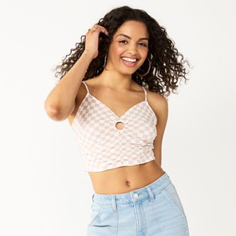 Juniors' SO® Cropped Keyhole Tank Top