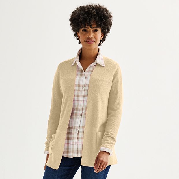 Petite Croft Barrow Classic Ribbed Open Front Cardigan