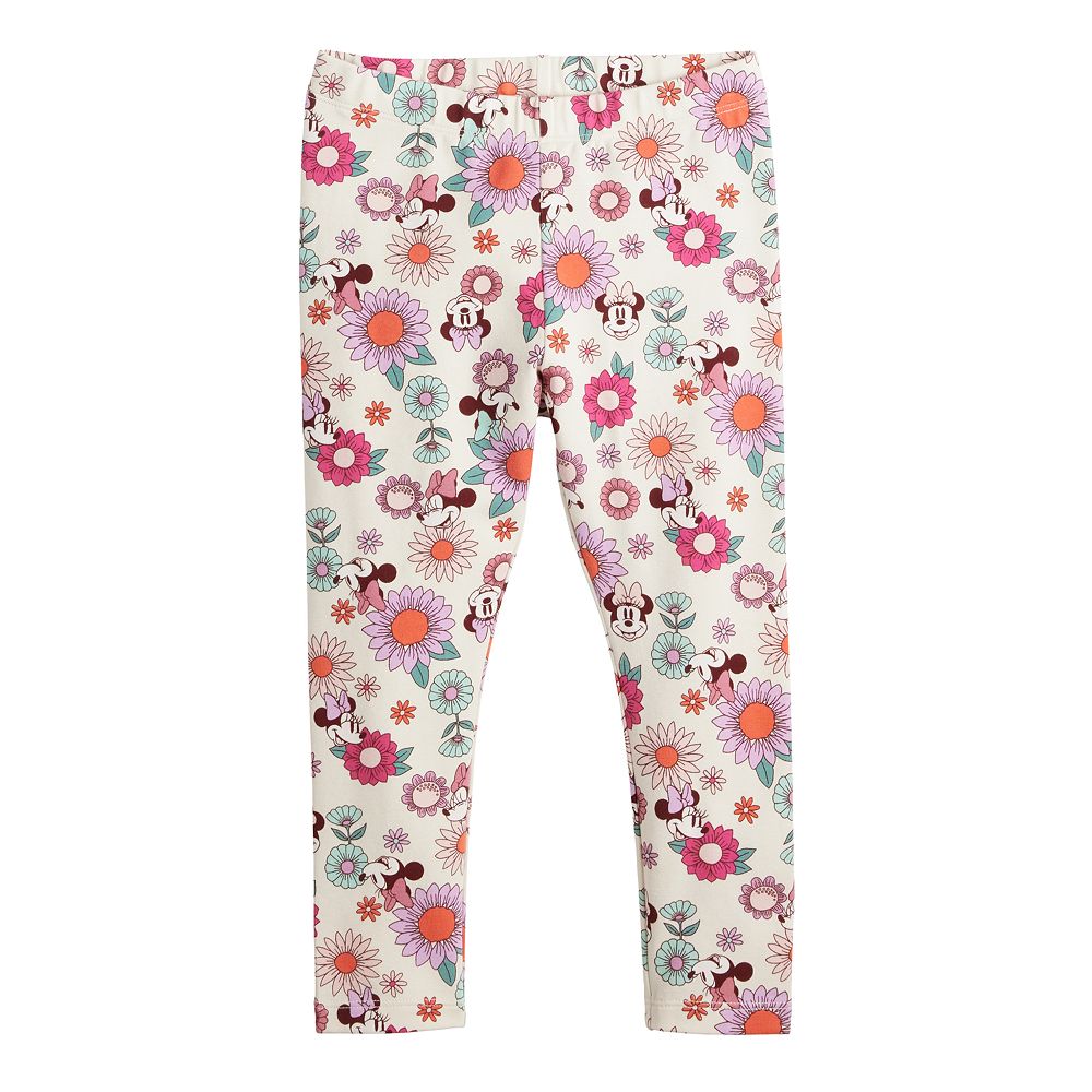 Babyhug Disney Cotton Lycra Knit Full Length Leggings Minnie Mouse Print - Navy