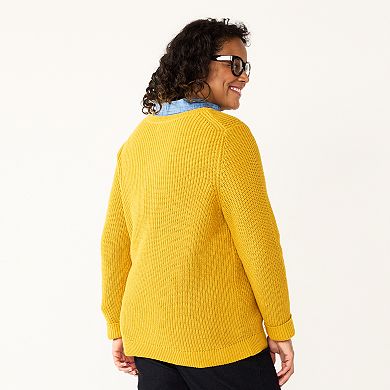 Plus Size Croft & Barrow® Placed Cable Pullover Sweater