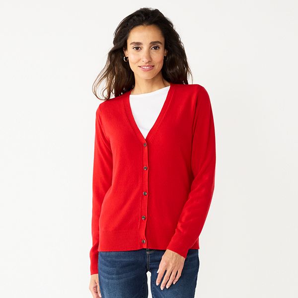 Petite Croft & Barrow® Extra Soft V-Neck Cardigan