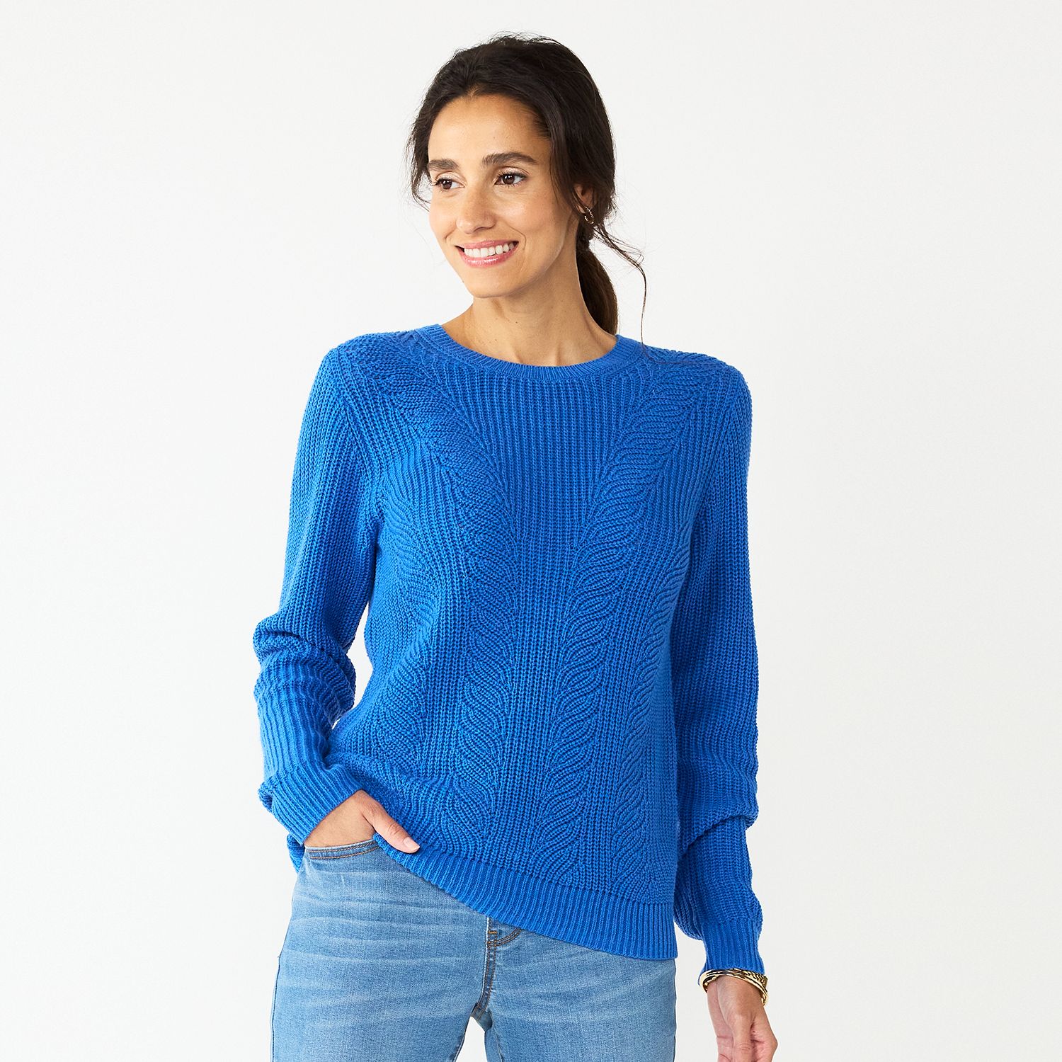 Pull Léger Manches Courtes Croft & Barrow Femme Taille M - Couleur Noir, Or Et Rouge, Style Décontracté