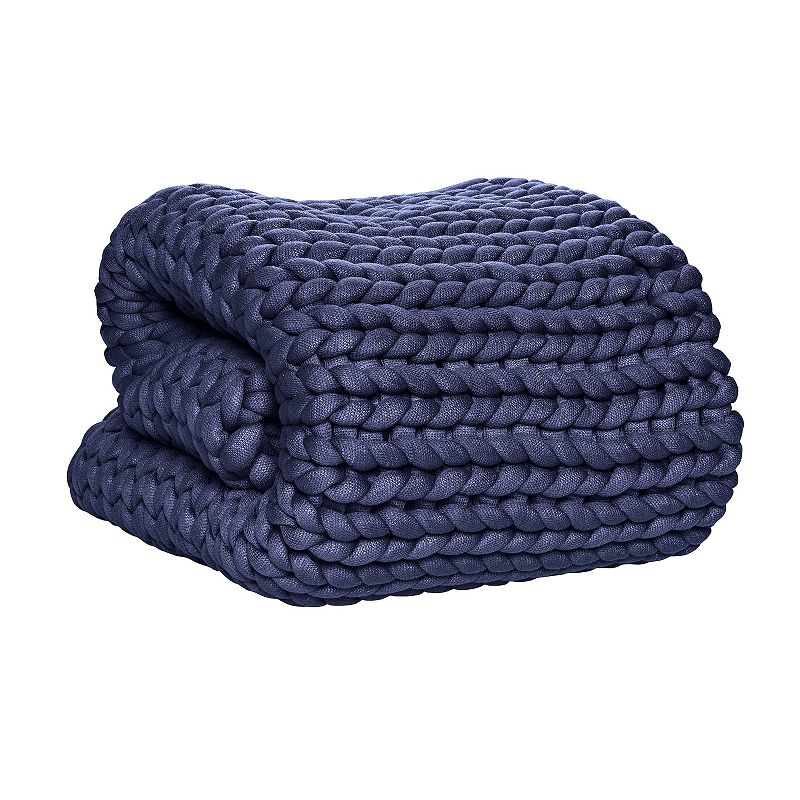 Tranquility 12-lbs. Chunky Knit Weighted Blanket, Blue, 12 LBS