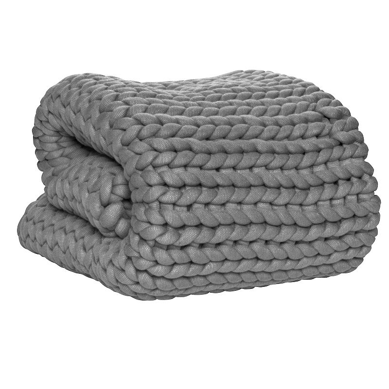 Tranquility 12-lbs. Chunky Knit Weighted Blanket, Grey, 12 LBS