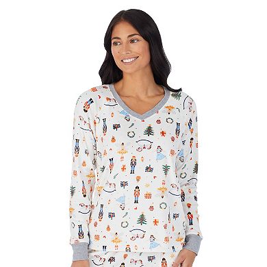 Women's Cuddl Duds® Velour Fleece V-Neck Pajama Top and Banded Bottom Pajama Pants Sleep Set