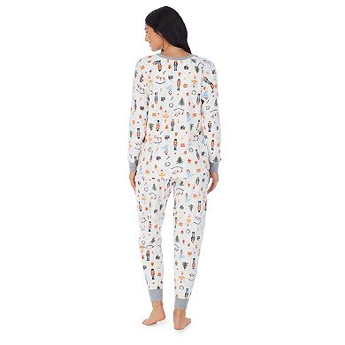 Women's Cuddl Duds® Velour Fleece V-Neck Pajama Top and Banded Bottom ...