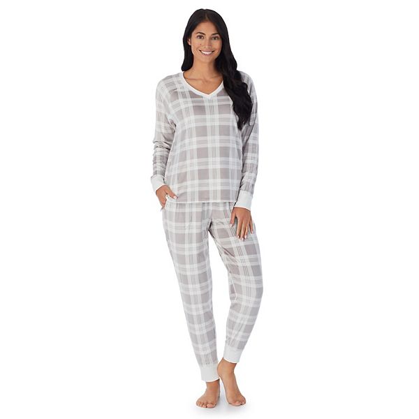 Women's Cuddl Duds® Velour Fleece V-Neck Pajama Top and Banded Bottom ...