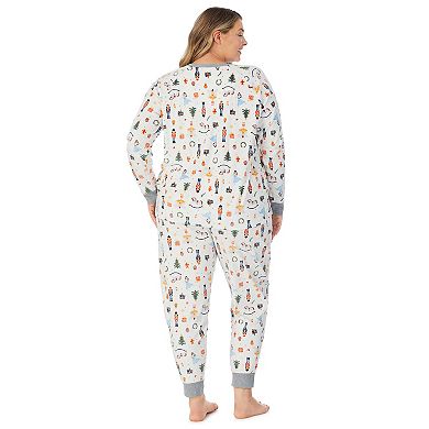 Plus Size Cuddl Duds® Velour Fleece V-Neck Pajama Top and Banded Bottom Pajama Pants Sleep Set