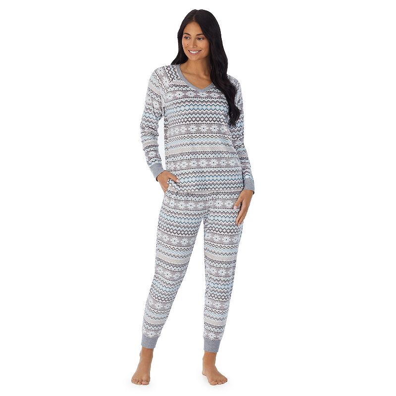 Petite Cuddl Duds Velour Fleece V-Neck Pajama Top and Banded Bottom Pajama 