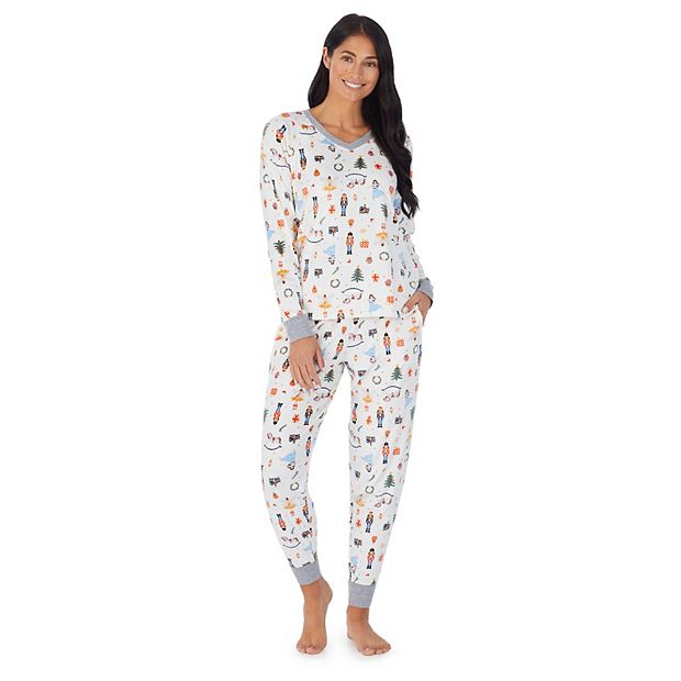 Petite Cuddl Duds® Velour Fleece V-Neck Pajama Top and Banded Bottom Pajama  Pants Sleep