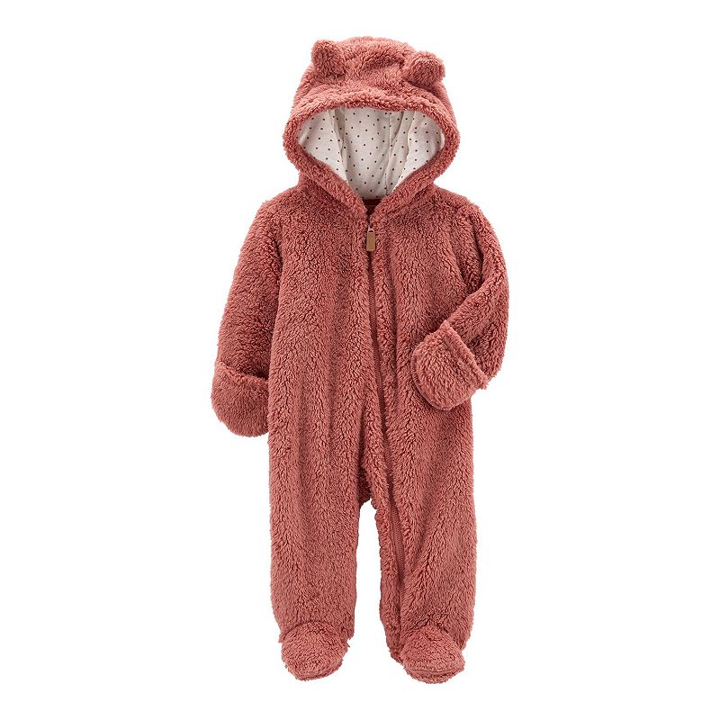 Baby Carters Zip-Up Sherpa Pram, Infant Girls, Size: 9 Months, Pink