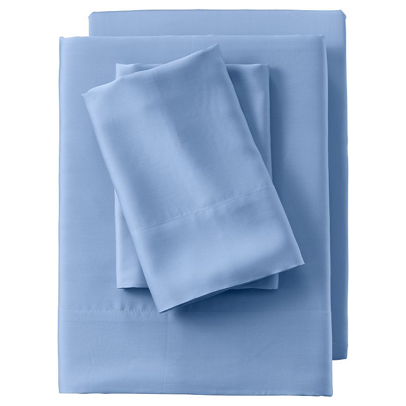 Lands End Tencel Solid Sheet Set with Pillowcases, Blue, King Set