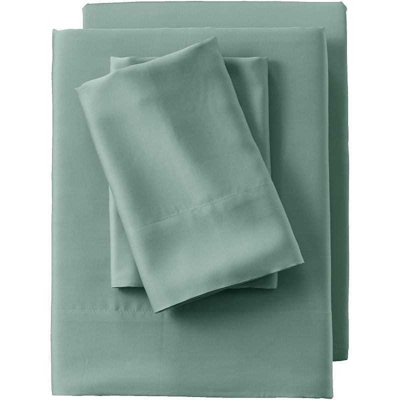 Lands End Tencel Solid Sheet Set with Pillowcases, Dark Green, Queen Set