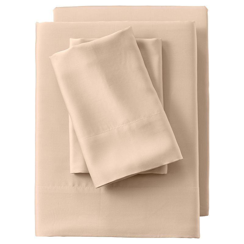 Lands End Tencel Solid Sheet Set with Pillowcases, Brown, KG PC 2PK