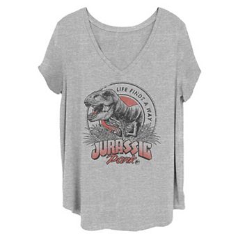 Juniors' Plus Size Jurassic Park Life Finds A Way Vibrant Tee