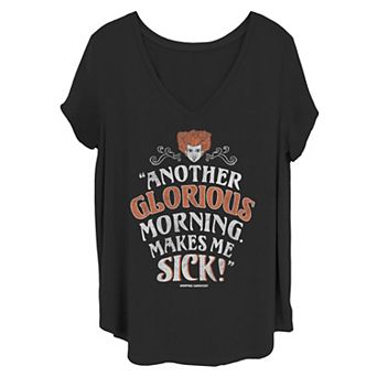Disney's Hocus Pocus Juniors' Plus Size Another Glorious Morning Makes Me Sick V-Neck Graphic Tee