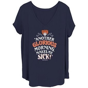 Disney's Hocus Pocus Juniors' Plus Size Another Glorious Morning Makes Me Sick V-Neck Graphic Tee