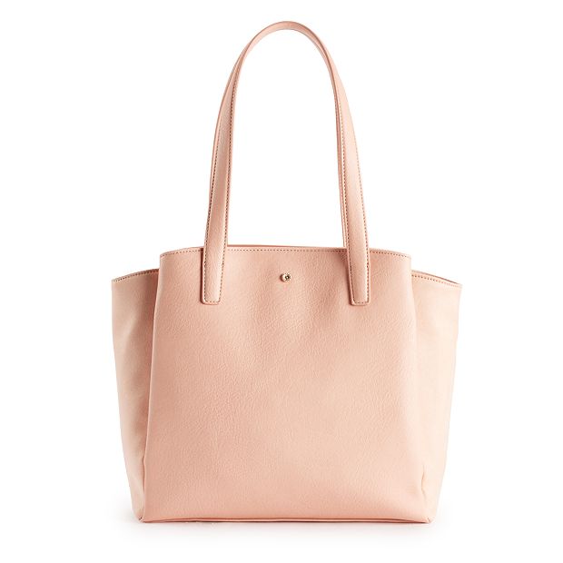 LC Lauren Conrad Purse Bag Brown Leather gold zipper hand bag carry