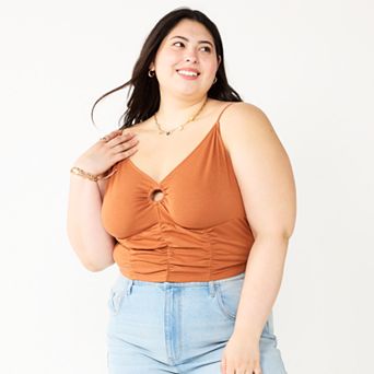 Juniors' Plus Size SO® Cropped Keyhole Tank Top