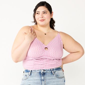 Juniors' Plus Size SO® Cropped Keyhole Tank Top