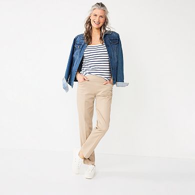 Petite Women's Croft & Barrow 4-Pocket Effortless Stretch Pull-On Straight-Leg Pants