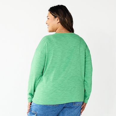 Plus Size Sonoma Goods For Life® Long Sleeve Pocket Tee