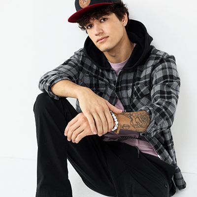 Men s Hurley Plaid Hooded Flannel