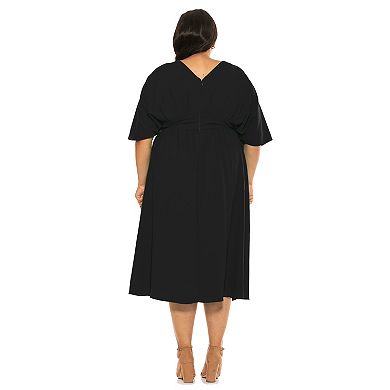 Plus Size ALEXIA ADMOR August Draped Midi Fit and Flare Dress