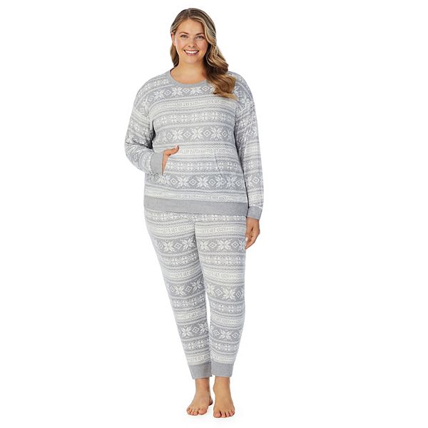 Plus Size Cuddl Duds® Kangaroo Pocket Pajama Top and Banded Bottom ...