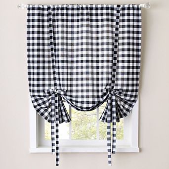 Sweet Home Buffalo Check Gingham Decorative Tie-Up Window Shade