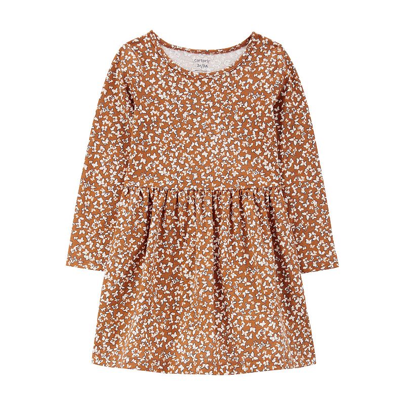 Toddler Girl Carters Floral Jersey Dress, Toddler Girls, Size: 3T, Brown 