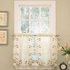 No. 918 Sunny Sunflower Print Semi-Sheer Rod Pocket Kitchen Valance, Yellow, 54x14