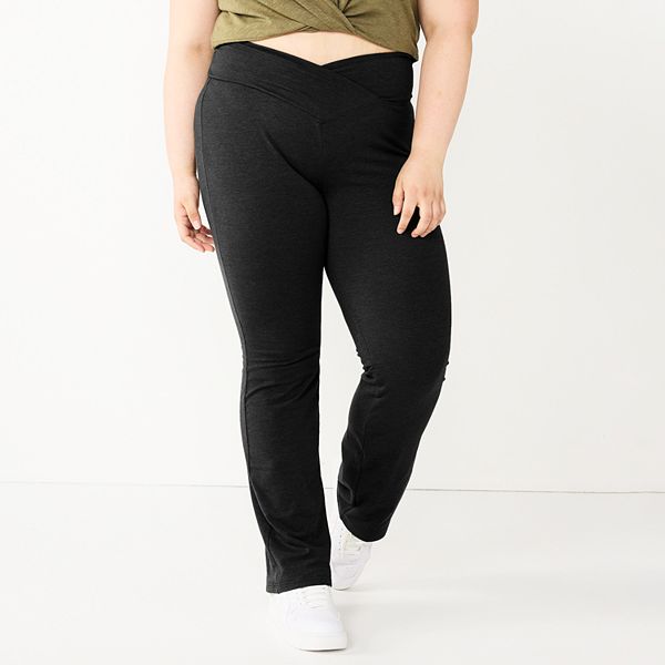 Juniors' Plus Size SO® Crossover Waistband Bootcut Yoga Pants