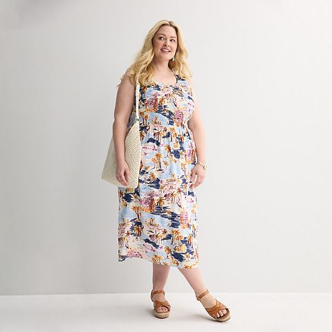Женские платья Croft & Barrow Plus Size Croft & Barrow® Smocked Midi Dress