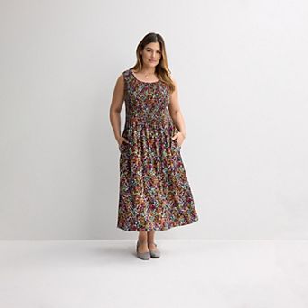 Plus Size Croft & Barrow® Smocked Midi Dress