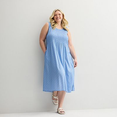 Plus Size Croft & Barrow Smocked Midi Dress