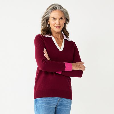 Women s Croft Barrow Long Sleeve Polo Sweater