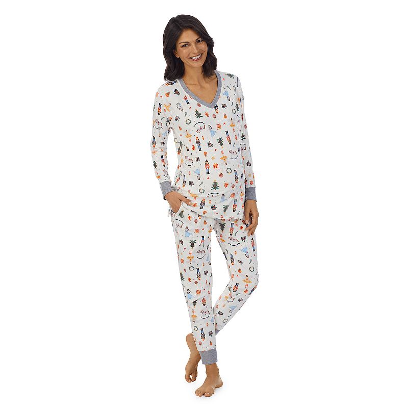 Maternity Cuddl Duds Velour Fleece V-Neck Pajama Top & Pajama Jogger Pants 